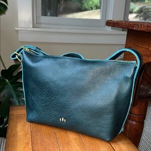PLG large slouchy shoulder bag in Lagoon